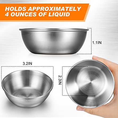 Tanlade 50 Pcs Metal Sauce Bowls 3.2 Inch Round Stainless Steel Seasoning Dishes Cups Mini Saucers Plates Small Sushi Dipping Bowls for Prep Ramekins Kitchen Party Supplies(Silver) - color: Silver