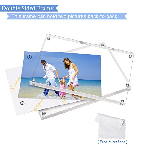 AMEITECH Acrylic Photo Frames 6x8'', Magnetic Acrylic Block Picture Frame, Desktop Frameless Photograph Display (2 Pack) - size: 6 x 8 inch