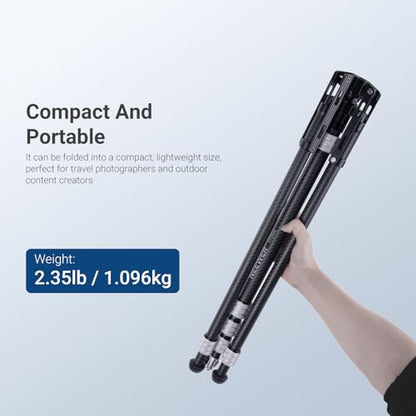 NEEWER Carbon Fiber Tripod Stand w Reversible Legs, 35"-102" Portable Lightweight Photography Light Stand for Strobe Softbox Ring Light Action Cam DSLR Streaming Recording, 6.6lb/3kg Max Load, ST260C - style: 260cm/1-Pack w/Reversible Legs