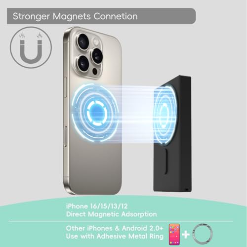 Magnetic Phone Vlog Selfie Monitor Screen, Back Camera Monito with Remote Controller, 1080P Display Wireless Connect, Compatible with iPhone/Android Phones, for Vlog, Live Stream, Travel Selfies