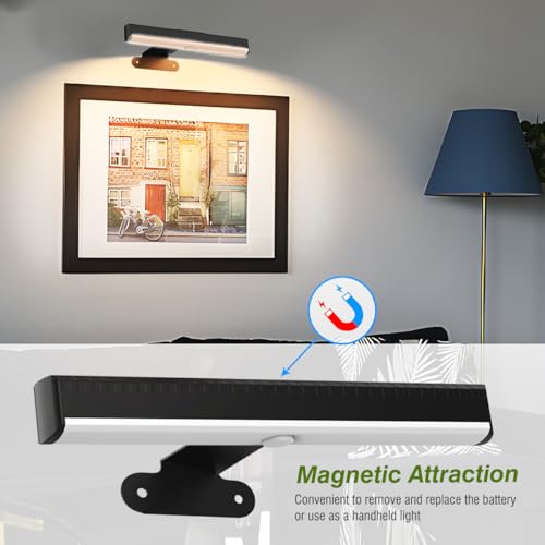6Pack Wireless Picture Light for Wall Battery Operated Wall Sconces with Remote 3 Lighting LED Painting Light Timer&Dimmable Art Display Lights for Picture Gallery Posters Living Room Home Decor - size: 6Pack Black