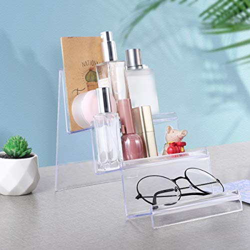 DOITOOL Clear Acrylic Purse Display Stand Holder Wallet Stand 3 Tier Handbag Purse Display Stand Glasses Holder Jewelry Display Riser Shelf for Home Decoration and Organizer - size: 3 Tier