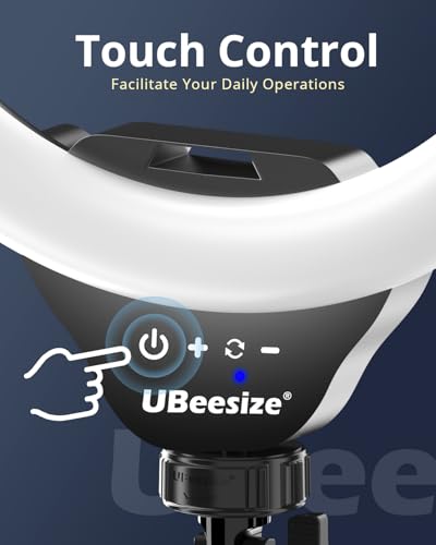 UBeesize 12'' LED Ring Light with 62'' Tripod Stand, Selfie Ring Light for Video Recording, Live Streaming, TikTok & YouTube, Compatible with iPhone & Android (Black) - color: Black, size: 12-in