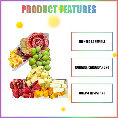 Charcuterie Cardboard Number Fillable Shaped Treat Decorative Box Anniversary Birthday Table Centerpiece (1 Style, 9inch) - size: 9inch, style: 1 Style