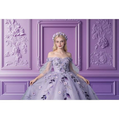 Fantasy Purple Wall Backdrop 5x3ft Elegant Living Room Wall Inside Photography Background European Style Royal Violet Boudoir Photoshoot for Wedding Birthday Girls Women Video Webcast Prop - color: purple, size: 5x3ft