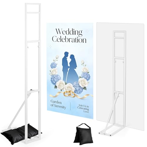 White Metal Wedding Backdrop Stand, Adjustable Height 3.3-6.6 Ft Arch Frame with Foldable Base & Weight Bag, Installation-Free Balloon Floral Arch Stand for Party Ceremony Birthday Decor (2 Pack) - color: white