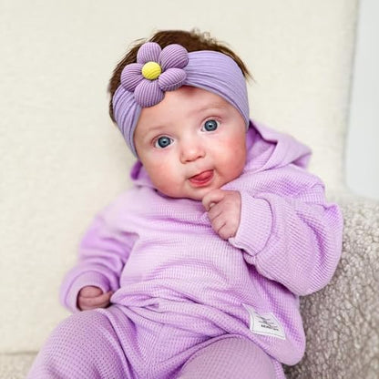 CÉLLOT 5 Pcs Baby Flower Headbands Baby Girls Nylon Headbands Soft Hairbands Hair Accessories for Newborn Infant Toddler Kids(Spring Summer Vibe) - color: Yellow+Green+Sky Blue+Purple+Hotpink