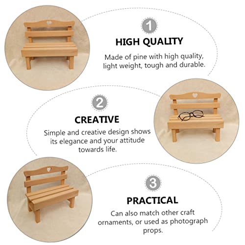 KESYOO 1pc Decorative Mini Pine Bench Figurine Creative Wooden Photography Prop Adorable Miniature Chair for Home Decor for Dollhouse Displays and