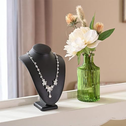 MOOCA 2 Pcs Deluxe Faux Leather Small Necklace Chain Jewelry Display Holder, Jewelry Stand, Necklaces Display Mannequin Bust Stand, 7 1/4”H, Black Faux Leather - color: 3) Black Faux Leather, 2 piece