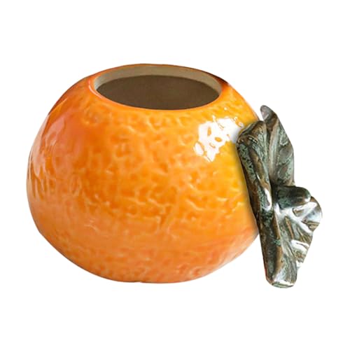 Ceramic Orange Fruit Canister 1pcs Simulation Orange Decoration Nordic Style Craftwork Tea Storage Jar Household Food Sealing Container for Home Kitchen Photography Props