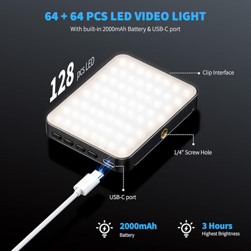 Magnetic Phone Selfie Light, 128 LED Fill Light Compatible with Magsafe iPhone, iPad, Laptop, Camera Video Light 2000mAh Recording Travel Photography