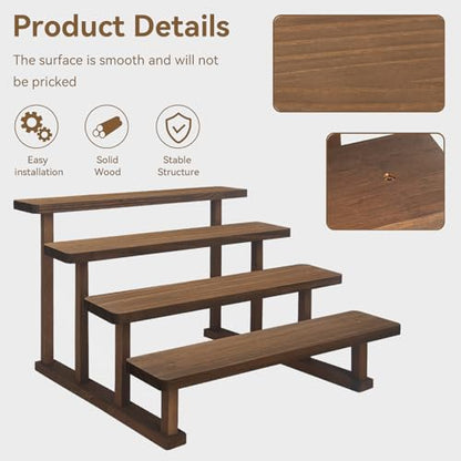 WEWLINE 4 Tier Wooden Display Riser Stand, Cupcake Stand, Display Shelf, Tabletop Spice Rack for Party, Kitchen, Perfume, Fragrance, Vendors event