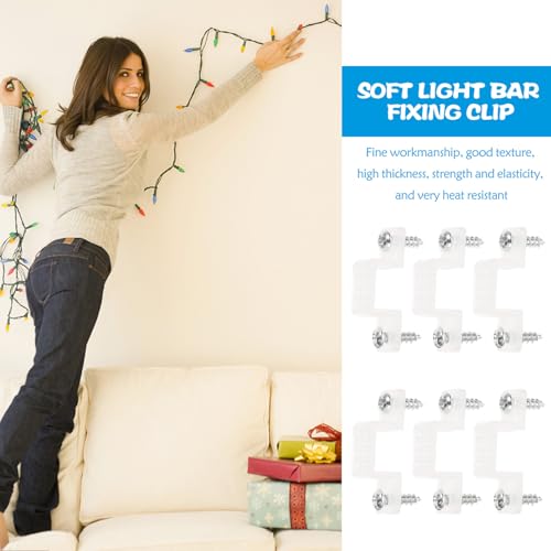 SHERCHPRY 100pcs 10mm Silicone LED Light Strip Mounting Clips with Screws, Rope Light Fixing Brackets for Wall and Cabinet Background Lighting Accessories