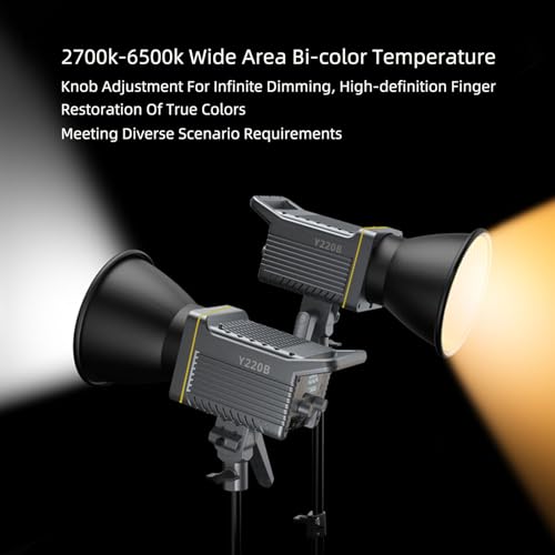 General Bowens Mount LED Video Light 220W Bi-Color 2700K-6500K Continuous Lighting 220W COB Video Light Support 3 Power Supply Methods for Photography and Photo Studio (JC-220W)