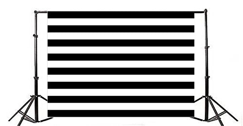 AOFOTO 5x3ft Black and White Striped Pattern Wallpaper Photography Backdrop Streak Textured Background Birthday Party Decoration Photo Studio Props Baby Shower Banner Kid Newborn Back Drape Wallpaper - size: 5x3ft