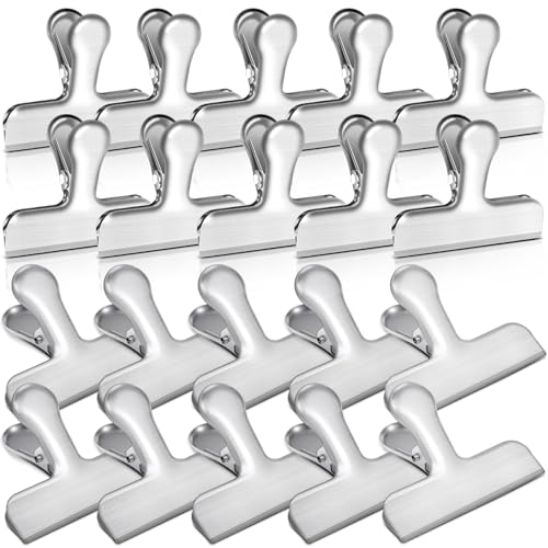 Bag Clips, 20 Pack Stainless Steel Chip Clips for Food, Food Clips Heavy Duty Clamp Clips Kitchen Clips Snack Clips for Office Kitchen Home - color: Silver, size: Large-20p
