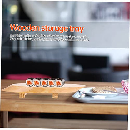 VOSAREA Wooden Sushi Plate Lid Japanese Style Sushi Tray Serving Plate for Food Photography Elegant Design 30cm Size