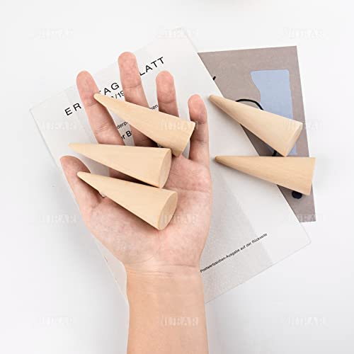 AUEAR, 10 Pack Wooden Cone Wood Ring Display Holder Finger Jewelry Stand DIY - color: Style D Natural, size: Style D