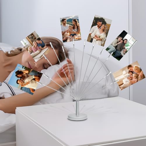 Silver Photo Tree Holder with Metal Base,12 Clips Flexible & Durable Branches Money Trees Gift Card Holder with Clips,Picture Trees to Hold Photos for Christmas Wedding Greeting Birthday Party Gift - color: Silver