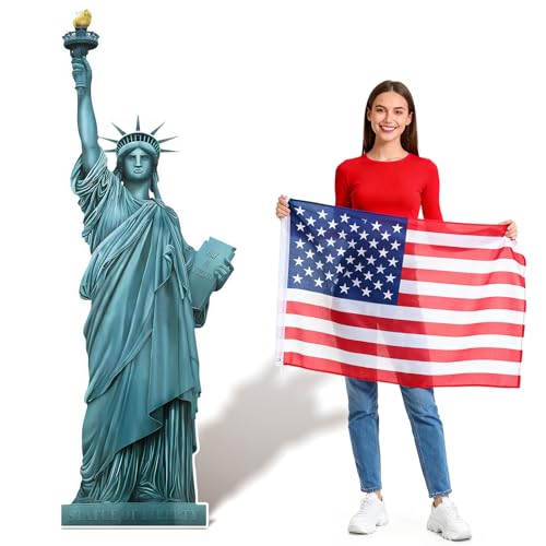 6 Ft Statue of Liberty Cardboard Cutout 250th Anniversary Decoration Cutout Life-Size Patriotic New York City Themed Photo Booth Prop for Patriot Day Veterans Labor Day Party Decoration - color: Statue of Liberty