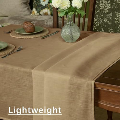 Natural Linen Rectangle Tablecloth, Slubby Textured Fall Lightweight Table Cloth 60 x 84 Inch, Water Resistant Stain Resistant Farmhouse Burlap Table Cover for Kitchen Dining Room, Taupe - color: Taupe, size: 84" x 60" (Rectangular) (1 Pack)