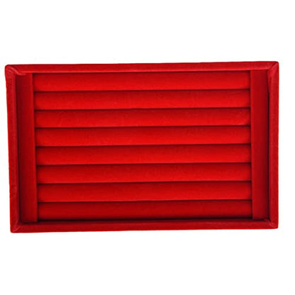 AKOAK 1 Pack Jewelry Display Tray Wooden Flannel Dresser Ring Earring Bracelet Watch Storage Case Portable Display Rack (red) - color: red