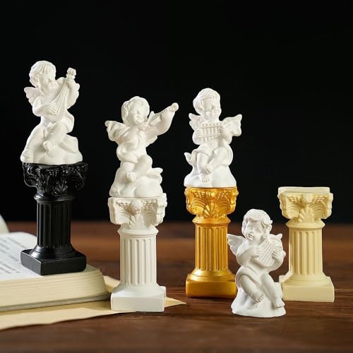 Mini Nordic Resin Roman Column, Greek Sculptural Angel Display, Photo Props, Candle Holder, Sketching Art Teaching Tools (Angel (Panpipe) - 6.5cm) - color: Angel (Panpipe) - 6.5cm