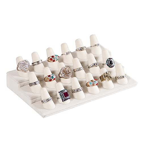 Coward 18 Holders Ring Display Stand, Beige Velvet Rings Display Holder for Jewelry Storage Drawer Ring Organizer (beige) - color: Beige color