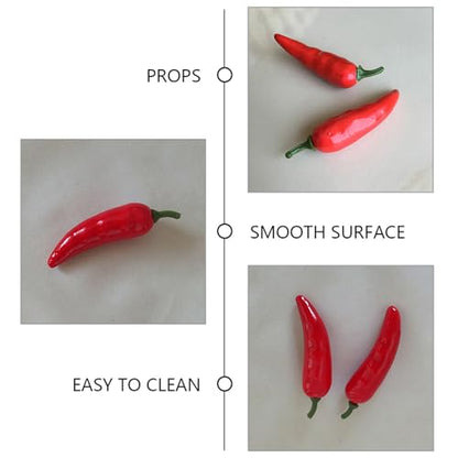 80pcs Realistic Mini Artificial Chili Peppers Simulated Red Pepper Food Model Props for Photography Kitchen Styling Festival Table Display and Event Decoration
