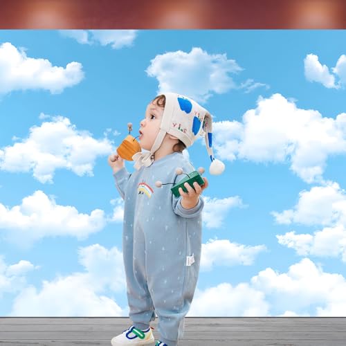 Qian 7x5ft Blue Sky White Clouds Backdrop Natural Scenery Sunshine Sky Clouds Photography Backdrop Wedding Birthday Party Decoration Newborn Baby Shower Backdrop