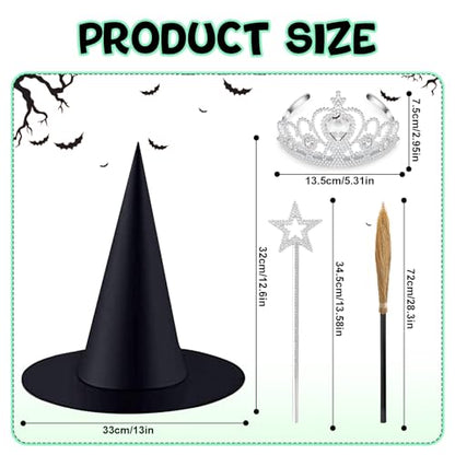 24 Pcs Witch Hats Glitter Star Wands Princess Crowns Set Black Wizard Hats Sparkling Princess Accessories - color: Brown