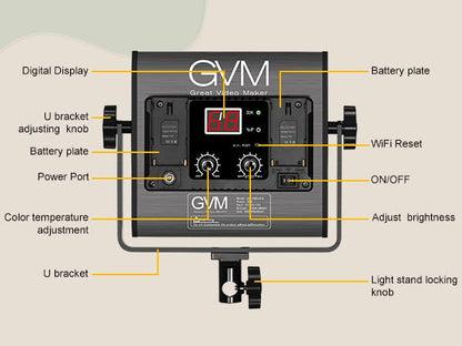 GVM 480 LED Video Light with Tripod, Dimmable 2300K-6800K LED Video Lighting with APP Control, SLED Photography Continuous Light for Studio Light for Studio YouTube Video Studio Set, Video Lamp - size: 1 Pack With Tripod
