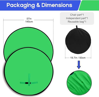 Portable Green Screen Chair, 57 in Greenscreen Backdrop with Stand Double Sided Foldable Green Background, Chroma Key, for Photography Streaming Gaming Photo Zoom Video Chats and Meeting - color: green