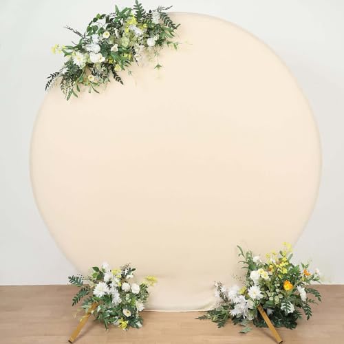 Efavormart 7.5ft Beige Round Spandex Arch Backdrop Cover, Double Sided Custom Fit Circular Slipcover for Sand Themes and Modern Neutral Party Styling - color: Beige, size: Round