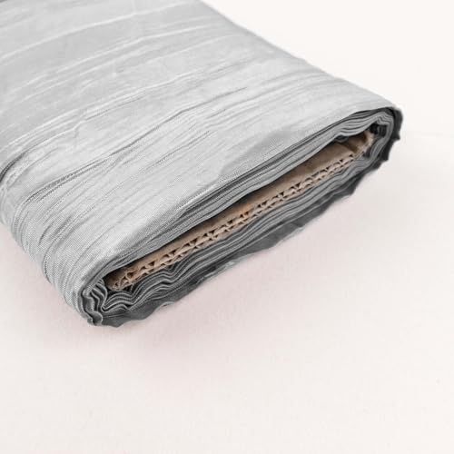 Efavormart 54" x10 Yards Silver Accordion Crinkle Taffeta Fabric Bolt for Wedding Birthday Party Dance Event Decoration - color: Silver