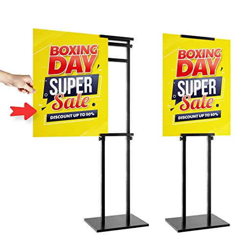 WHAUU Display Stand Sign Holder,Heavy Duty Adjustable Pedestal Sign Stand Up to 75 inch,Double-Sided for Board & Foam Sign,Sign Stand with Base,Fit Wedding,Restaurant or Business(Poster not Included) - size: 75 inch-1PACK