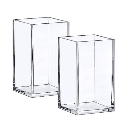Amazing Abby - Penelope - 2-Pack Pen Holder, Acrylic Pen Holder, Clear Plastic Organizer for Office Supplies, Perfect Office Desktop Storage Solution for Pencils, Pens, Markers, Scissors, and More - style: 2-Pack
