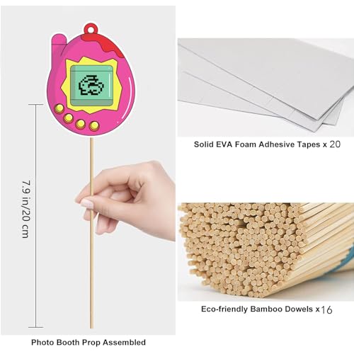 Y2K & 2000s Party Decorations Photo Booth Props Kit, Pink & Purple, Cardboard & Bamboo, 16 Themed Props, Y2K & 2000s Birthday Party Favors & Supplies