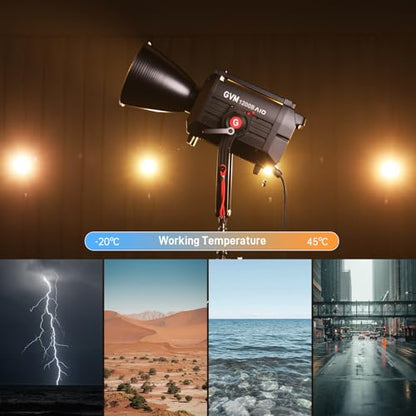 GVM 1200W LED Video Light, 1200B AIO Film Lighting Kit, 42800lux/3m Photography Lighting kit with DMX Control, Continuous Output Video Lighting for TV Productions, Live Broadcasts - size: 1200BAIO
