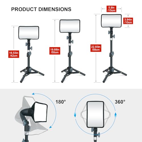 LINCO 920 Lumens LED Video Light with Adjustable Tripod Stand/Color Filters, Studio Lighting Kit for Tablet Shooting, Collection Portrait YouTube Photography Video Making-2 Packs
