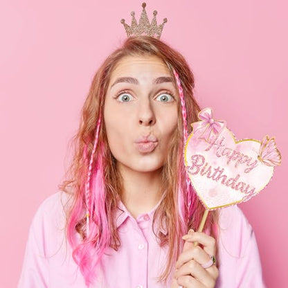 Pink Bow Party Decorations Photo Booth Props - 16 Pieces, Bow Themed Party Decorations for Girls Women Baby Shower Birthday Supplies