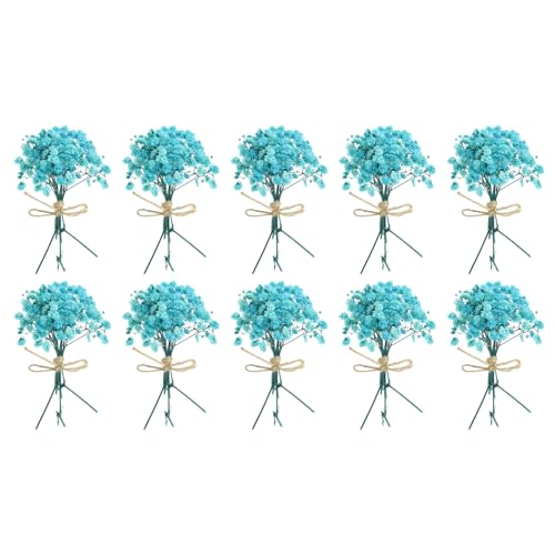 PATIKIL Mini Dried Flower Bouquet, 10 Pcs Baby's Breath Natural Wildflower with Stem Decor Boho Floral Plant Flower for Crafts DIY Photo Props Gift Wedding Decor, Light Blue - color: Light Blue