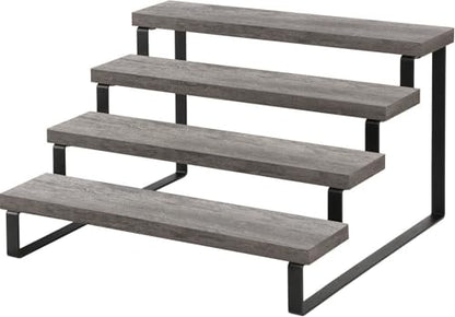 YINMIT Wooden Display Riser Stand, Tiered Perfume and Cologne Organizer Stand, 4 Tier Spice Rack Organizer, Rustic Display Shelf for Candles (4 Tier,Grey) - color: 4 Tier,Grey