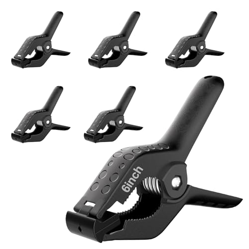 Backdrop Clamps Clips - 6in - Large Spring Clamps for Backdrop Stand, 6 Pack Heavy Duty Plastic Muslin Photo Clamp for Photography Photobooth, Balloon Arch, Woodworking - size: 6in
