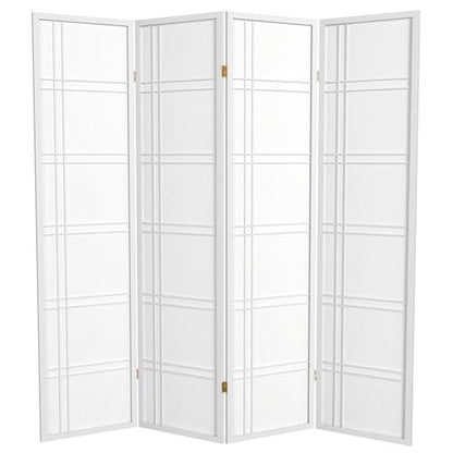 Red Lantern 6 ft. Tall Double Cross Shoji Screen - White - 4 Panels - color: White, size: 4 Panel