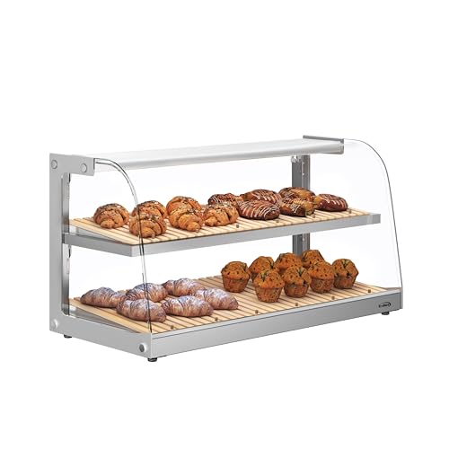 KoolMore 40 in. Glass Countertop Dry Bakery Display Case with Two Shelves and Bamboo Trays (DC-53C-B) - size: 40 in. - 2 Shelves