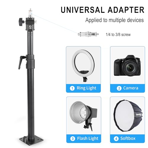 Photography Studio Ceiling Camera Mount 360° Rotation Wall Ceiling Light Mount Boom Arm Up to 28.3inch for Photo Video Monolights, Umbrellas, Reflectors, Overhead with 3/8" &1/4" Thread Adapter