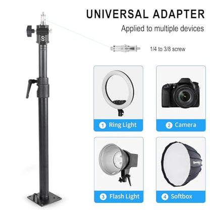 Photography Studio Ceiling Camera Mount 360° Rotation Wall Ceiling Light Mount Boom Arm Up to 28.3inch for Photo Video Monolights, Umbrellas, Reflectors, Overhead with 3/8" &1/4" Thread Adapter