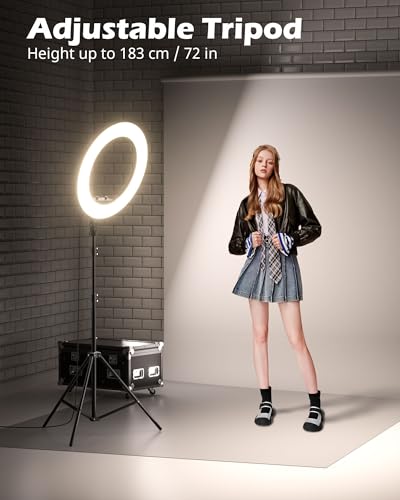 UBeesize 22'' Ring Light with 72'' Stand, 60W Large Ring Light with Phone Holder, Dimmable LED Light for Makeup Barber Stylist Tattoo YouTube TikTok Photography - size: 22in, style: Standard