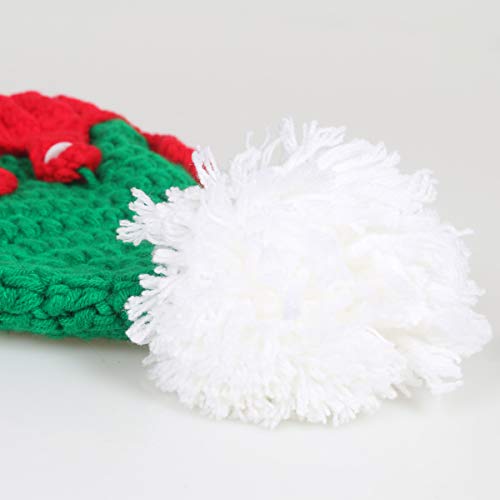 Ypser Infant Baby Knitted Beanie Photo Prop Crochet Knit Cap Christmas Cap Deer Hat with Bow - color: Red & Green, size: One Size